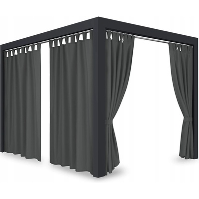 Záves so zavesením na pásky nepremokavý na terasu/altánok v grafitovo sivej farbe so stuhou na uviazanie sivá Šírka 155 cm | Dĺžka 200 cm