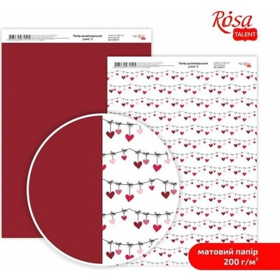 Rosa Papiere na scrapbooking Love A4 - No. 2