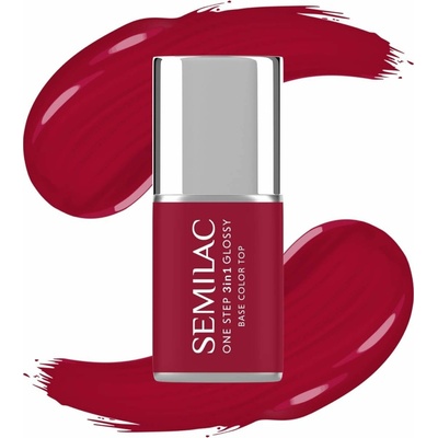Semilac One Step Glossy 3v1 hybridní lak na nehty S575 tmavě červená 7 ml