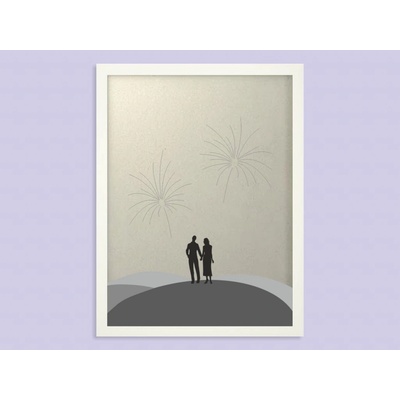 Svatební ohňostroj hostů v bílém rámu 43 x 53 cm – Zboží Dáma