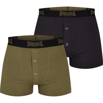 Image 1 of Lonsdale Мъжки боксерки Lonsdale 2 Pack Boxer Shorts Mens - Black/Khaki