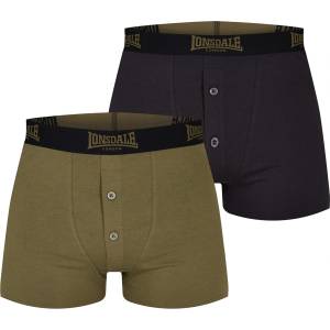 Lonsdale Мъжки боксерки Lonsdale 2 Pack Boxer Shorts Mens - Black/Khaki