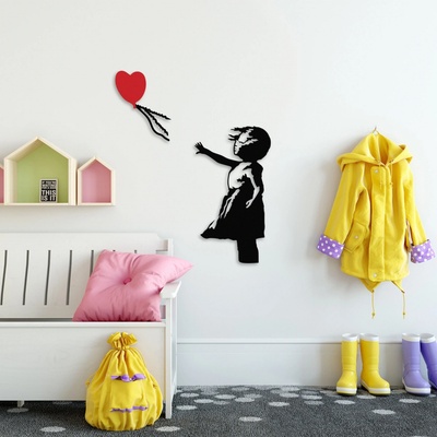 ASIR Kovová nástěnná dekorace BANKSY černá červená
