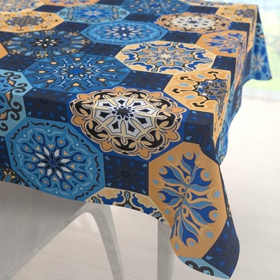 Biante Bavlněný čtvercový ubrus Sandra SA-448 Modro-oranžové marocké dlaždice 90x90cm