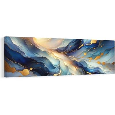Obraz modré a zlaté proudění - 135x45