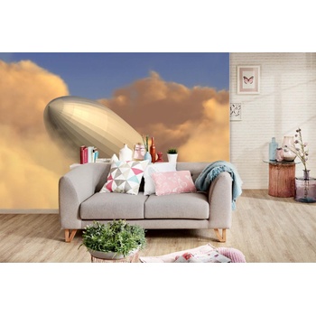 DIMEX ART s. r. o Самозалепваща се флизелинова фототапета дирижабъл в облаците 375 x 250 см