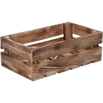 ČistéDřevo Opálená drevená debnička 34 x 20 x 12 cm