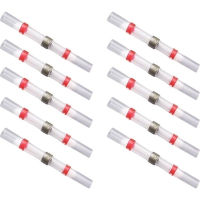 Vodotesna káblová spojka spájkovacia s cínom a bužírkou - červená Ø2,7mm x 40mm 10ks