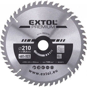 EXTOL PREMIUM Kotouč pilový s SK plátky, O 210x3,0x25,4mm, 48T (8803235)