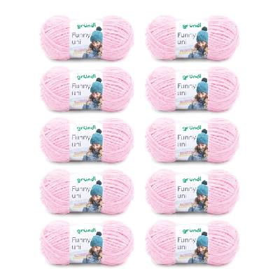 Wolle Funny uni - soft chenille wool for crocheting - cuddly and skin-friendly - 100% polyester - 10 balls 100 g / 120 m - needle size 5-6, pastel pink - 3442-06