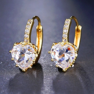 Sisi Jewelry Swarovski Elements Elizabeth gold srdíčko E1140 Bílá/čirá