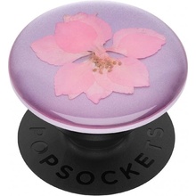 PopSockets PopGrip Gen.2, Pressed Flower Delphinium Pink, růžový kvítek zalitý v pryskyřici