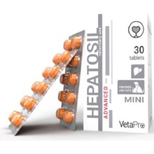 VetaPro Hepatosil Advanced MINI na podporu funkcie pečene pre psy a mačky 30 tbl