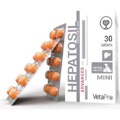 VetaPro Hepatosil Advanced MINI na podporu funkcie pečene pre psy a mačky 30 tbl