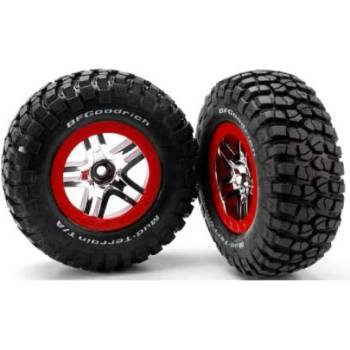 Traxxas колело 2.2/3.0", джанта SCT Split-Spoke сребърно-червена, гума KM2 S1 (2) (2WD предна)