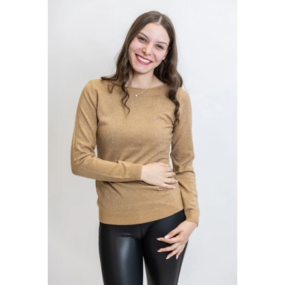 Italy fashion Jemně třpytivý svetr EMMA Skořicová