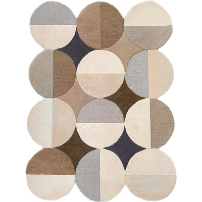 Flair Rugs Сиво-бежов ръчно изработен вълнен килим 120x170 cm Mia Ellipse - Flair Rugs (503119380163)