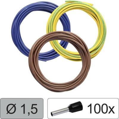 Quadrios 25CW123 jeden drôt, LiFY, 1.5 mm², modrá, hnedá, žltozelená, 1 sada