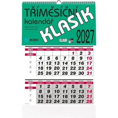 Bobo Nástěnný tříměsíční KLASIK 2027