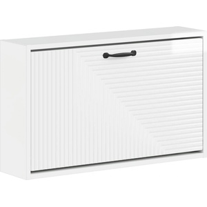 vidaXL Стенно шкафче за обувки HAARLEM 71 x 17 x 43 см Бял гланц (896849)