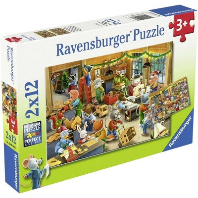 RAVENSBURGER Vianočné kúzlo v továrni na hračky 2x12 dielov