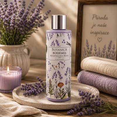 Bohemia Botanica Levandule s olivovým olejem extraktem bylin a jogurtovou aktivní složkou koupelová pěna 250 ml