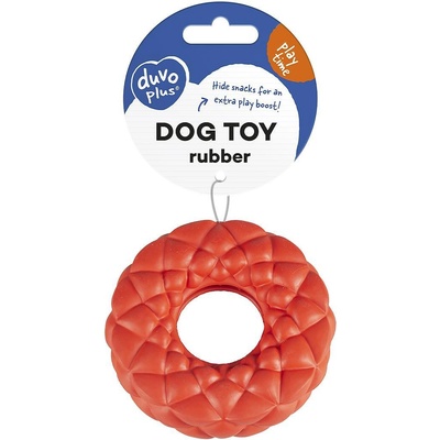 Duvo Plus - Играчка за кучета, гумен ринг с диспленсър за лакомства, 11Х11Х3, 3 см