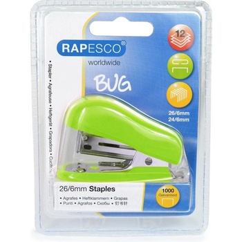 Rapesco Телбод Bug, 26/6, за 12 листа, зелен, с включени тел (1055120009)