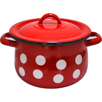 Румънски емайл РЯ-Емайлирана тенджера Ø18cm ЧЕРВЕНА С ТОЧКИ 3.3L (217+39P/18) (0160202)