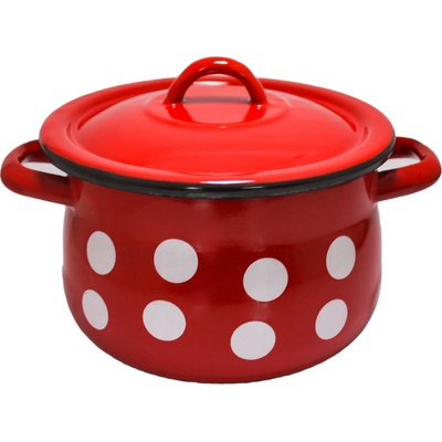 Румънски емайл РЯ-Емайлирана тенджера Ø18cm ЧЕРВЕНА С ТОЧКИ 3.3L (217+39P/18) (0160202)