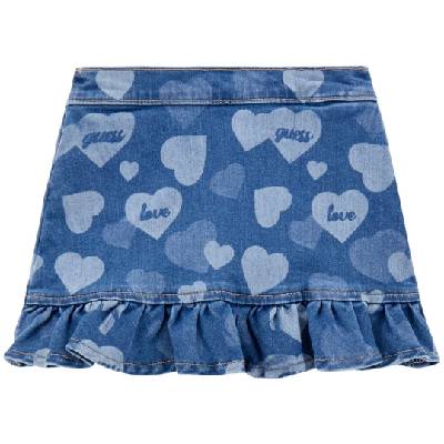 Детска дънкова пола Guess - На сърчица, синя, 12 м (20253-K5YD02-D4CA0-PTGO-12M)