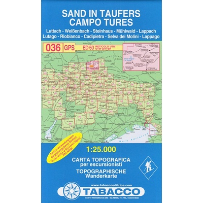 Sand in Taufers Campo Tures 1:25 000 turistická mapa TABACCO 36