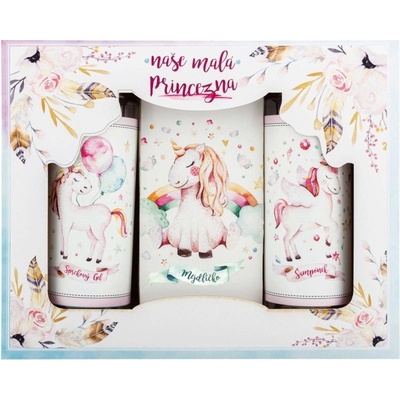 Bohemia Gifts & Cosmetics Unicorn detský šampón 100 ml + jemný sprchový gél 100 ml + tuhé mydlo 100 g darčeková sada