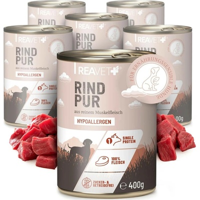 Reavet 100% čisté maso pro nutričně citlivé psy hovězí 400 g
