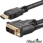 BlackBird Кабел hdmi мъжки към dvi 24+1 мъжки двупосочен, 1 м bh1302 (bh1302)