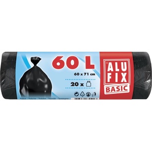 Alufix Торби За Смет Economy Hdpe Черни, домашни потреби, 20 бр, 60л (4823071655223)