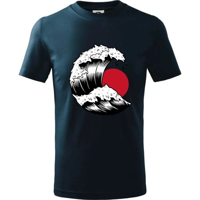 Japan culture vlna tričko detské tmavomodrá