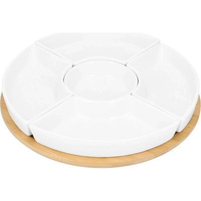 Homla Servírovací talíř FINCAN s bílými miskami a otočným podnosem 30 cm 984727