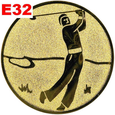 Emblém E32 GOLF umístění na sportovní pohár nebo medaili 25 mm