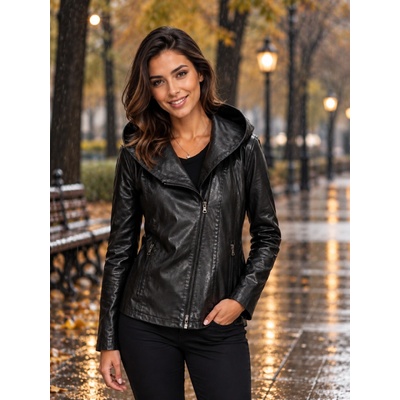 Max Original Leather dámska kožená bunda 2154 hood black