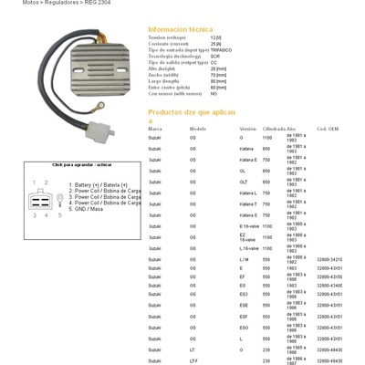 DZE regulátor napětí SUZUKI GS 450E/S 84-88; GS 500 84-85; GS 550 83-87; GS 1100E/ES/G 82-87; GSX 1100E/Z/D 82- (ESR090,ESR100) (32800-34210) (ESR090)