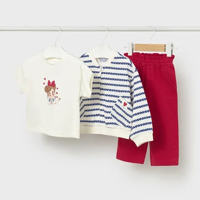 Mayoral Анцуг 3 части с Червен панталон и тениска за бебе момиче Mayoral