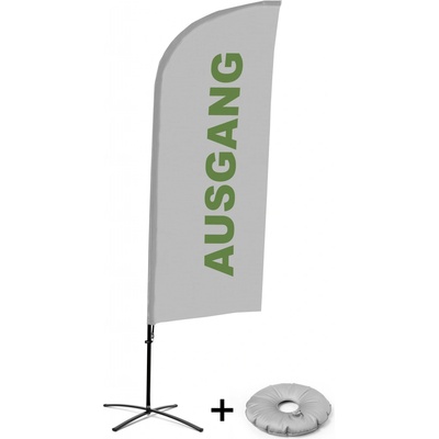 Jansen Display Kompletní sada reklamní vlajky ve tvaru křídla, Východ, šedá, německy Křížová Základna, 1273 x 3030 mm