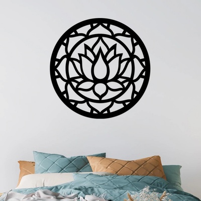 dřevo života Dřevěný obraz LOTUS MANDALA Zvolte barvu dekoru: Černá, Rozměry (cm): 60x60