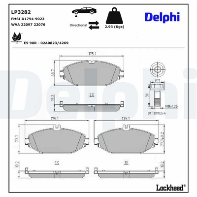 DELPHI Sada brzdových platničiek kotúčovej brzdy LP3282