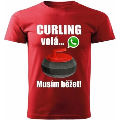dětské tričko curling volá musím běžet červené