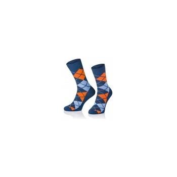 Intenso vysoké elegantní ponožky Rombes modro-oranžové
