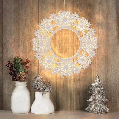 Solight drevený vianočný veniec, 10x LED, biela, 30cm biela