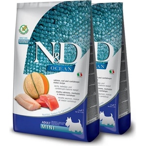 FARMINA N&D кучешка OCEAN (GF) възрастен мини, сьомга, треска и пъпеш 2 x 7 кг