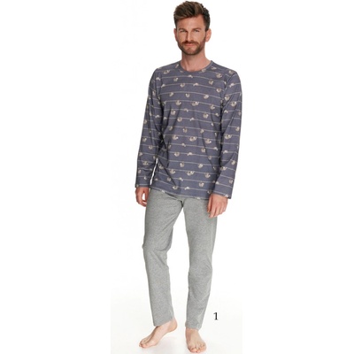 Harry 2639 lemur pánské pyžamo dlouhé šedé